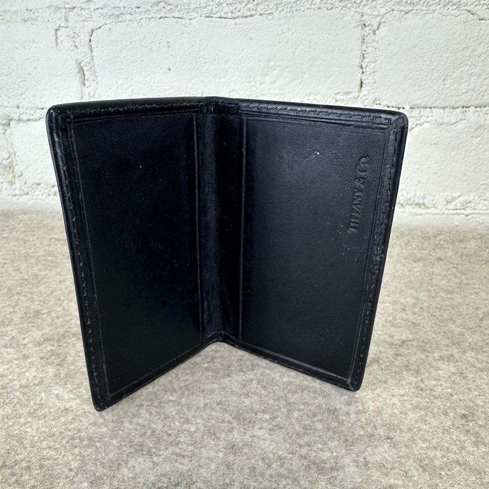 Tiffany & Co. Vintage Bifold Black Leather Card Holder Rare